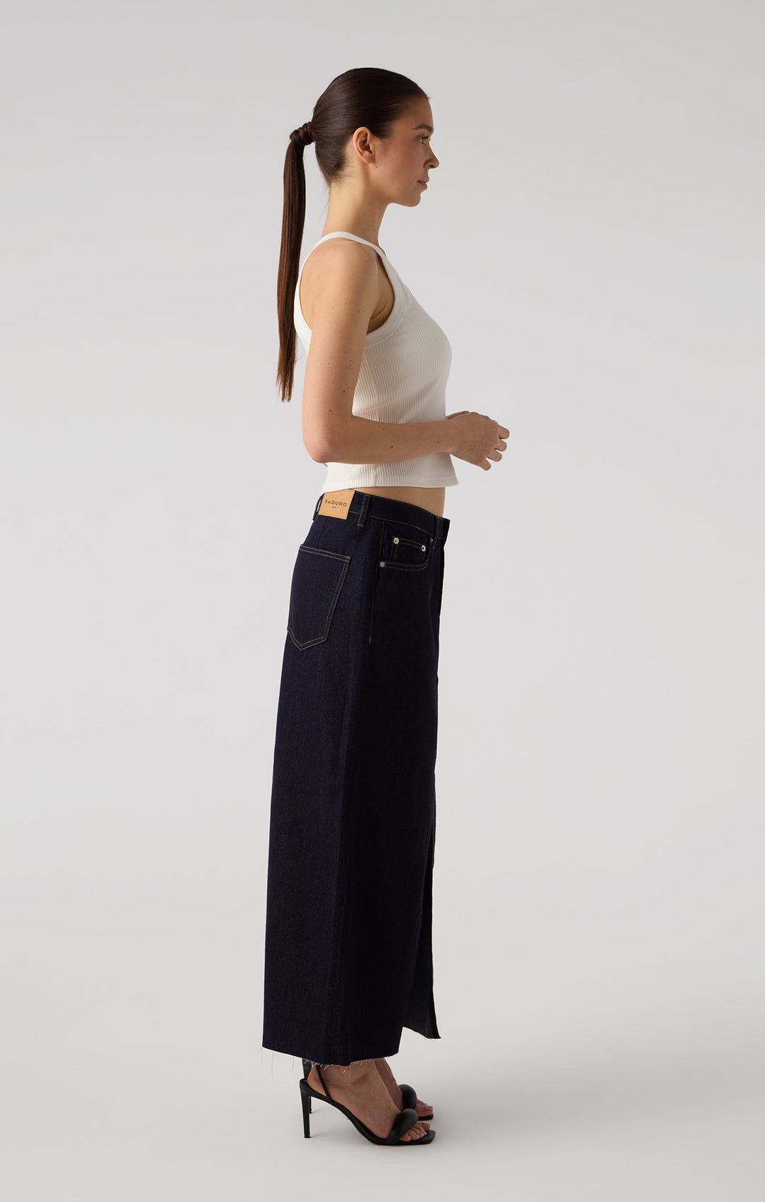 Long Denim Skirt - Rinsed