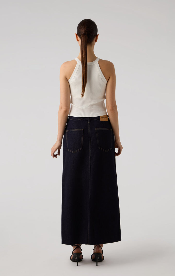 Long Denim Skirt - Rinsed