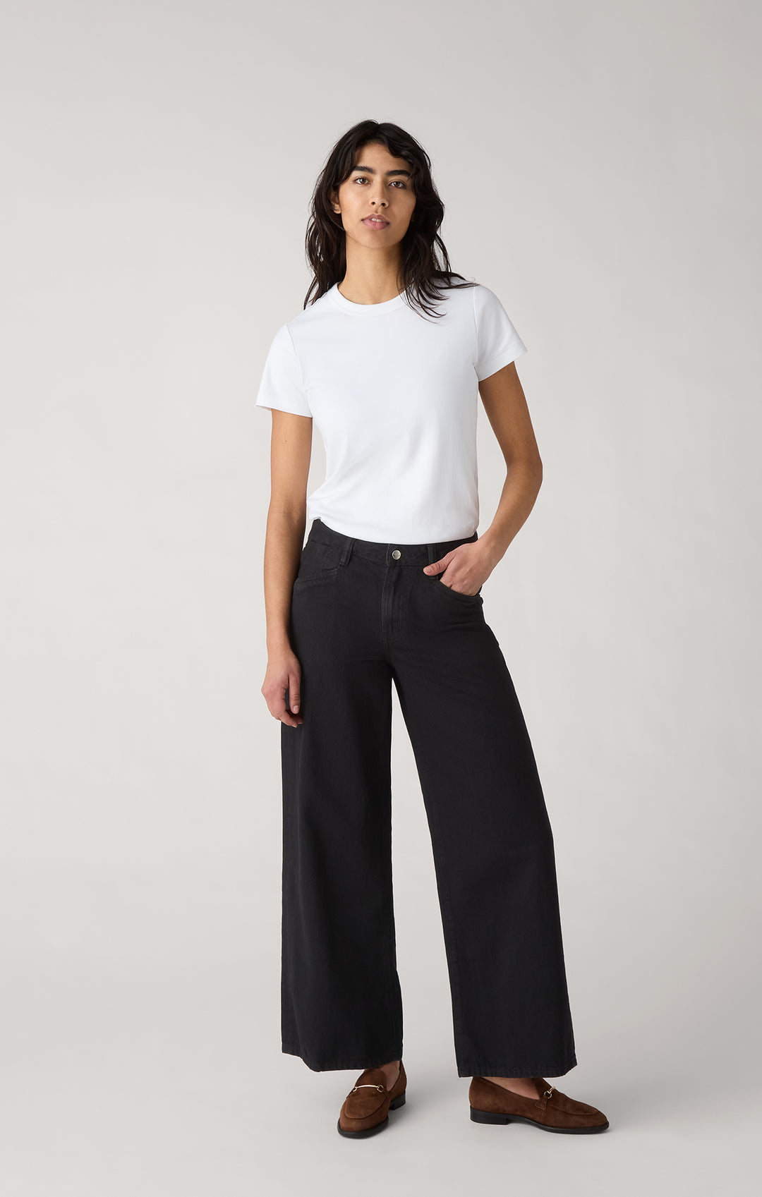 Wide leg jeans - Black Rinsed